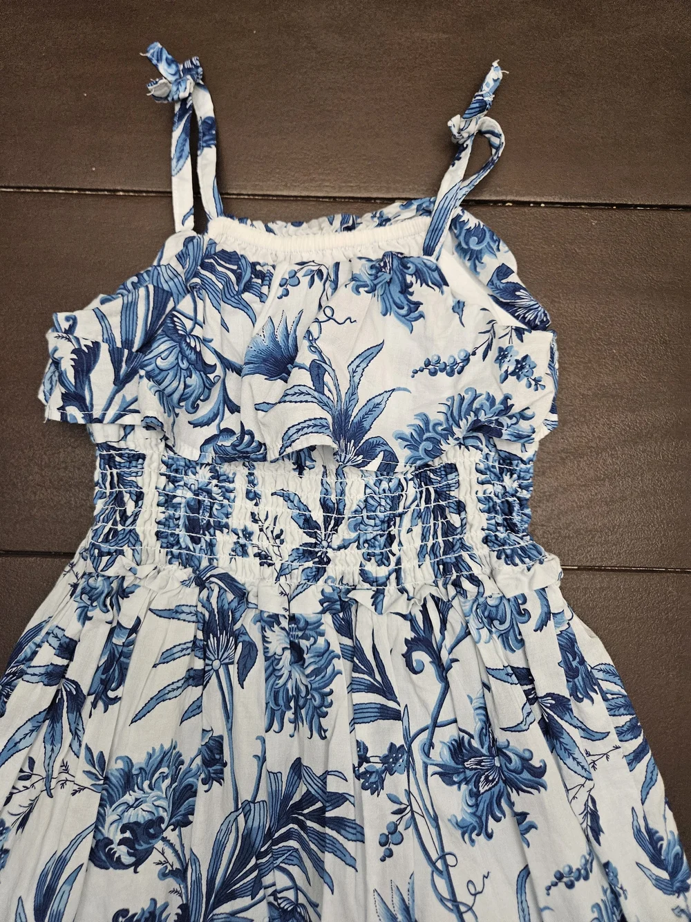 Janie and Jack White Dress with Blue Floral Print